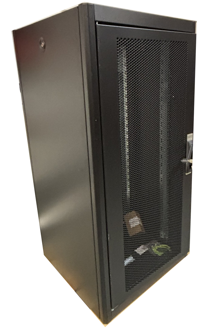 24U Rack,1253x600x600mm, perforerte dører, sort (RAL9005)