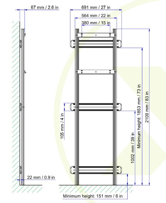 Gulvstøtte for BalanceBox 400 Hvit, mulighet for veggfeste