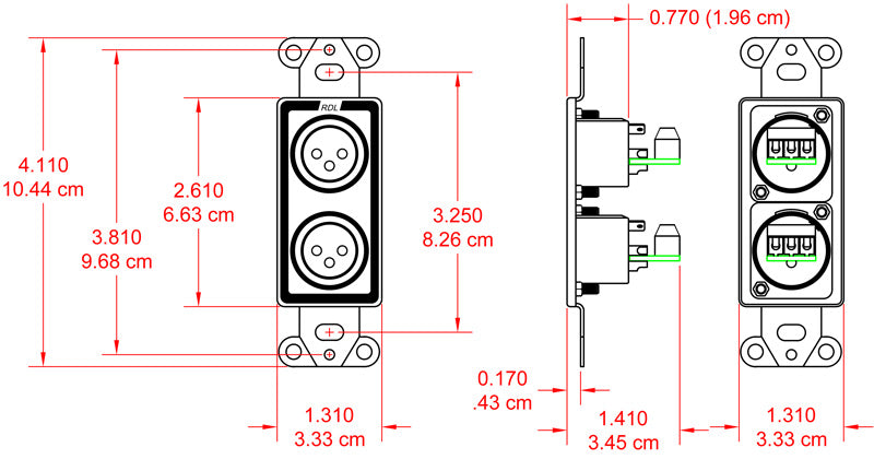 RDL D-XLR2M veggplate