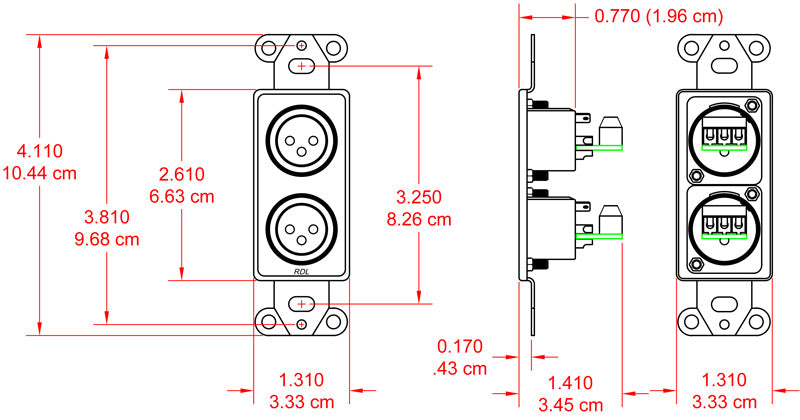 RDL DB-XLR2M XLR veggplate