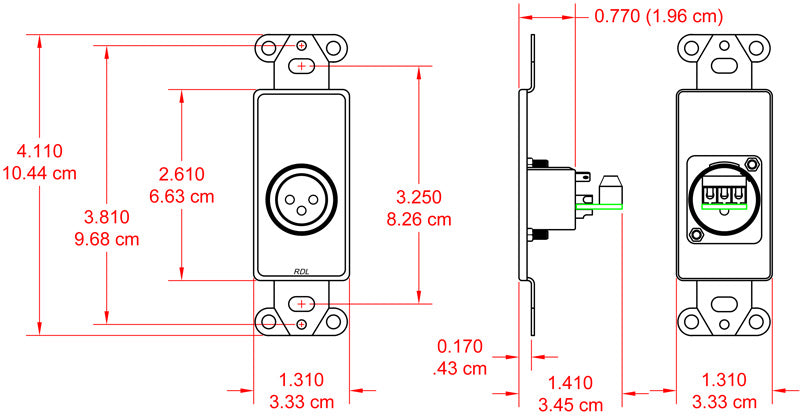RDL DB-XLR3M Decora veggplate