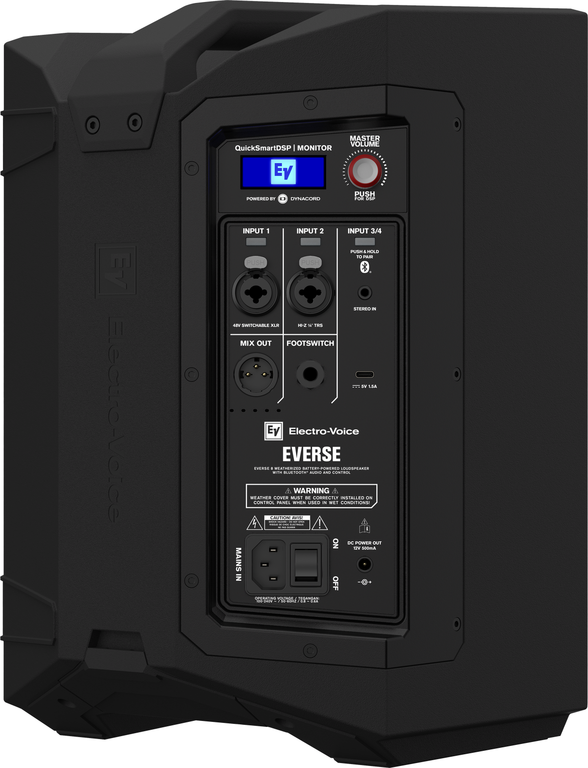 Høyttaler Aktiv 8" 4 kanals Mixer Batteri Sort
