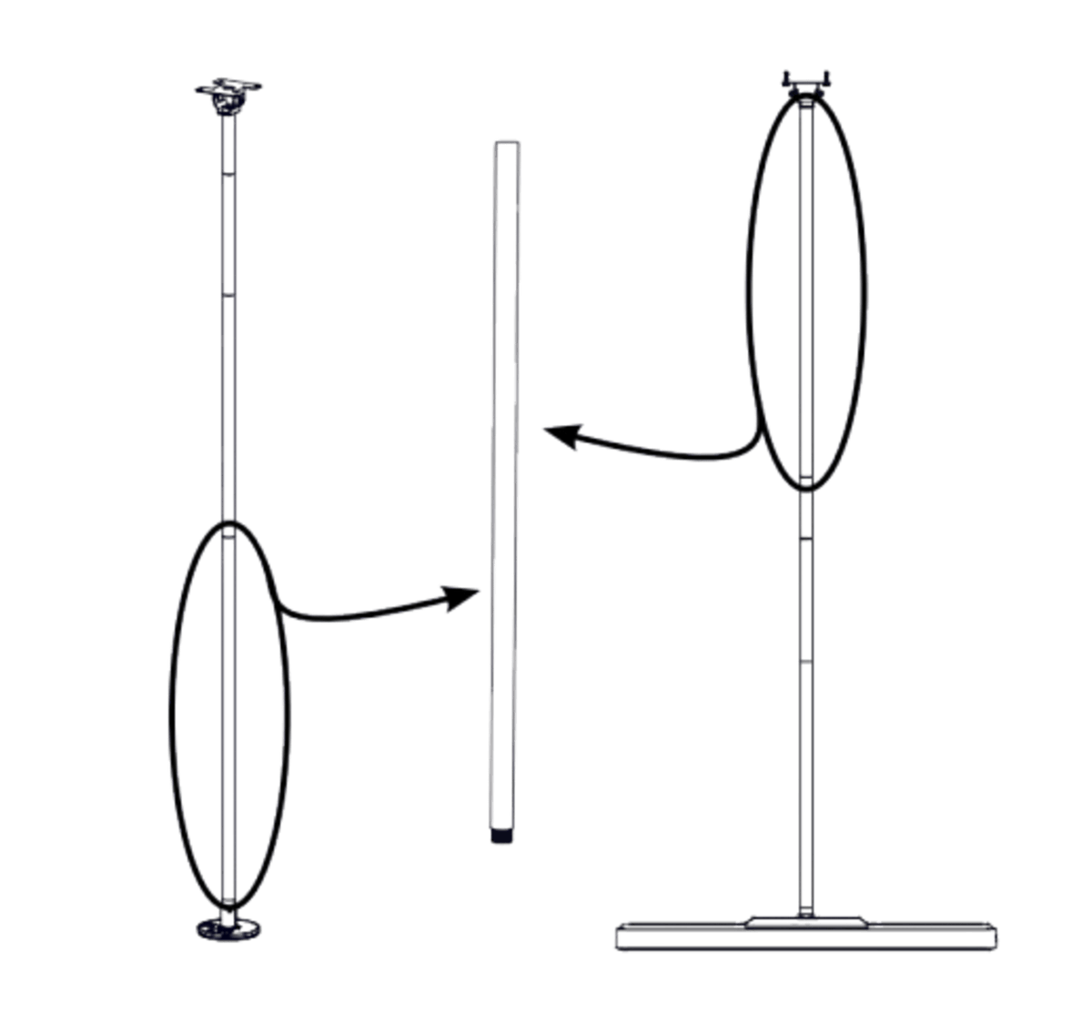 Biamp Parlé Pole Extension Kit — 1m Extension