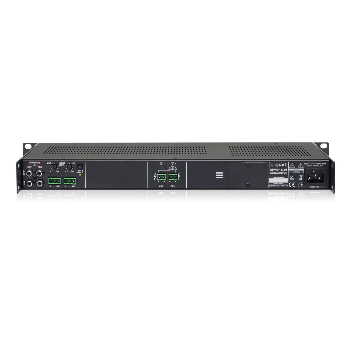 Forsterker 2x150W@4Ohm, eller 1x300W@8-Ohm