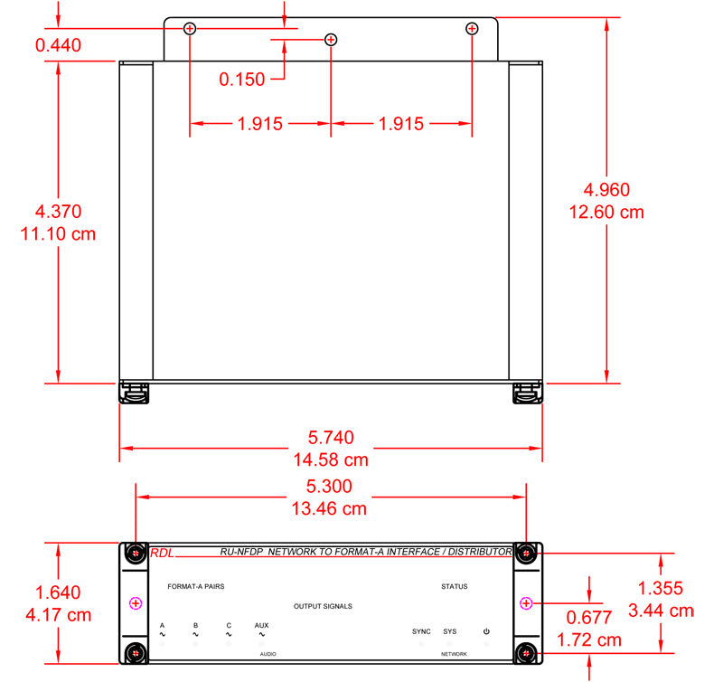 RDL RU-NFDP Dante til Format-A interface/distributor