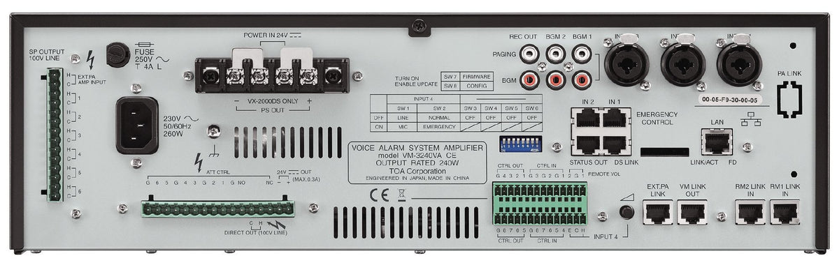 Voice Alarm System Amplifier 240W 100V 6kurser