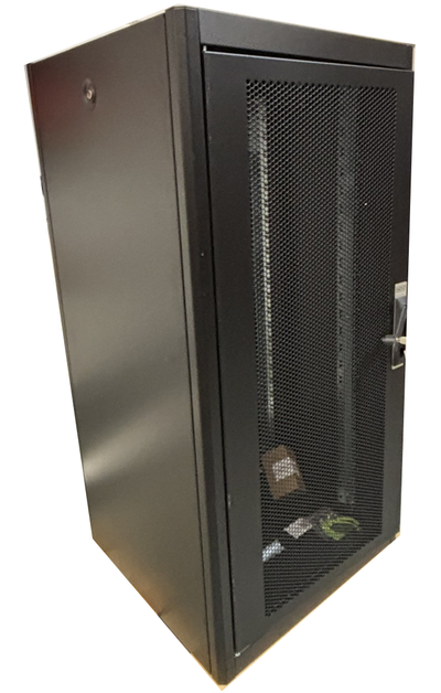 24U Rack,1253x600x600mm, perforerte dører, sort (RAL9005)