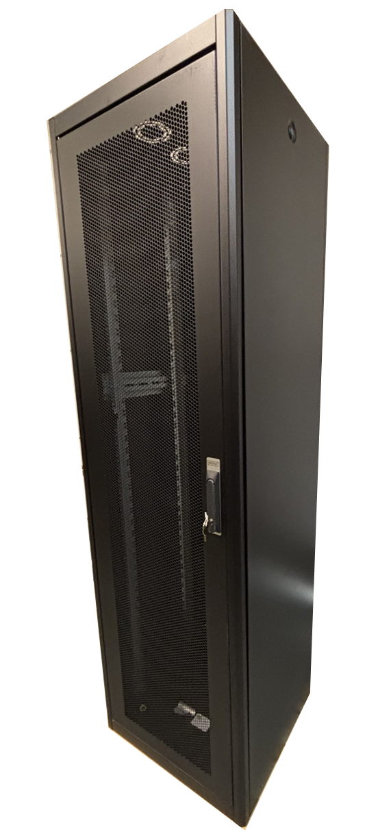 42U Rack, 2053x600x600mm, perforerte dører, sort (RAL9005)