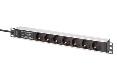Strømskinne 6x Schuco m/overspenningsvern, 2m kabel, sort
