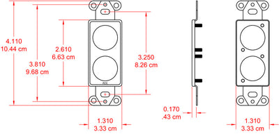 Termineringsplate 2x D-hull for US-veggboks, sort