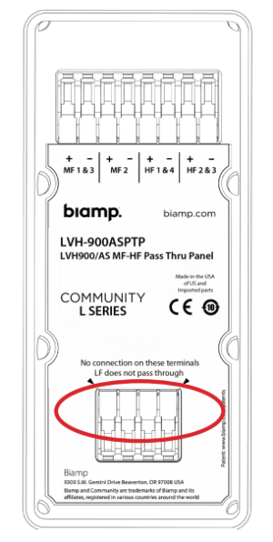 Biamp Community LVH-900ASPTP pass-thru panel